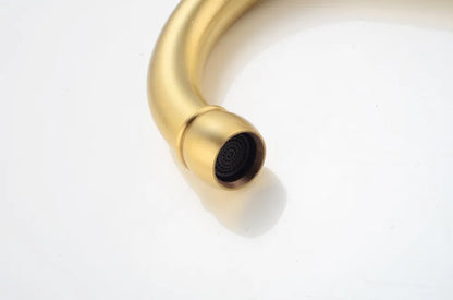 Brushed Gold Basin Water Tap Bathroom Deck Mounted 3 Holes Cross Handle Basin Faucet
