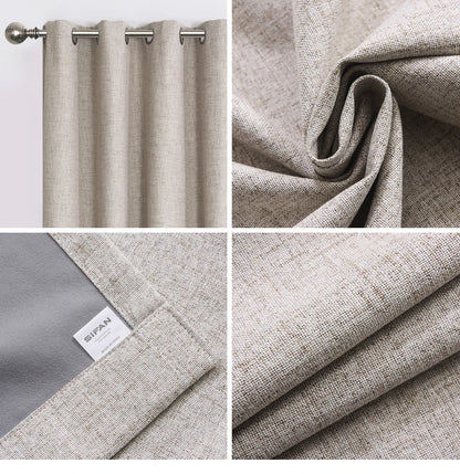 Plaid 100% Blackout Curtain For Living Room Darpe Faux Linen Curtains for Bedroom Rideaux Window Customized Cortina