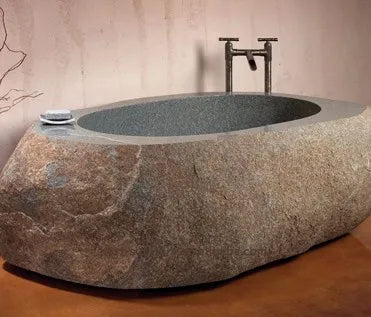 Outdoor Decoration Natural River Brown Stone Bathtub for Sale