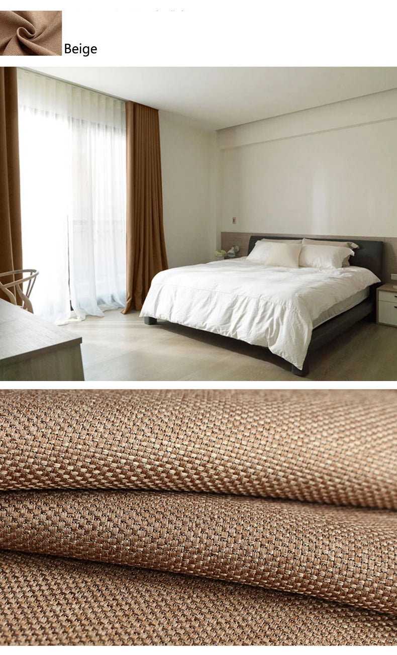 YCENTRE Faux Linen 70%-85% Shading Custom Made Insulating Modern Style Solid Color Blackout Curtain For Living Room Window