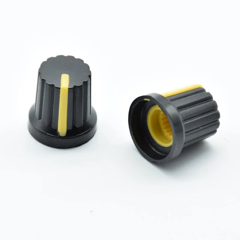 10Pcs  Shaft Hole Dia Plastic Threaded Knurled Potentiometer  6mm  Knobs Caps