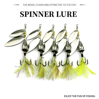 Hengjia 81mm 10.5g Double Sequin Spinner Spoon Rotating Fishing Lure for River Lake Stream