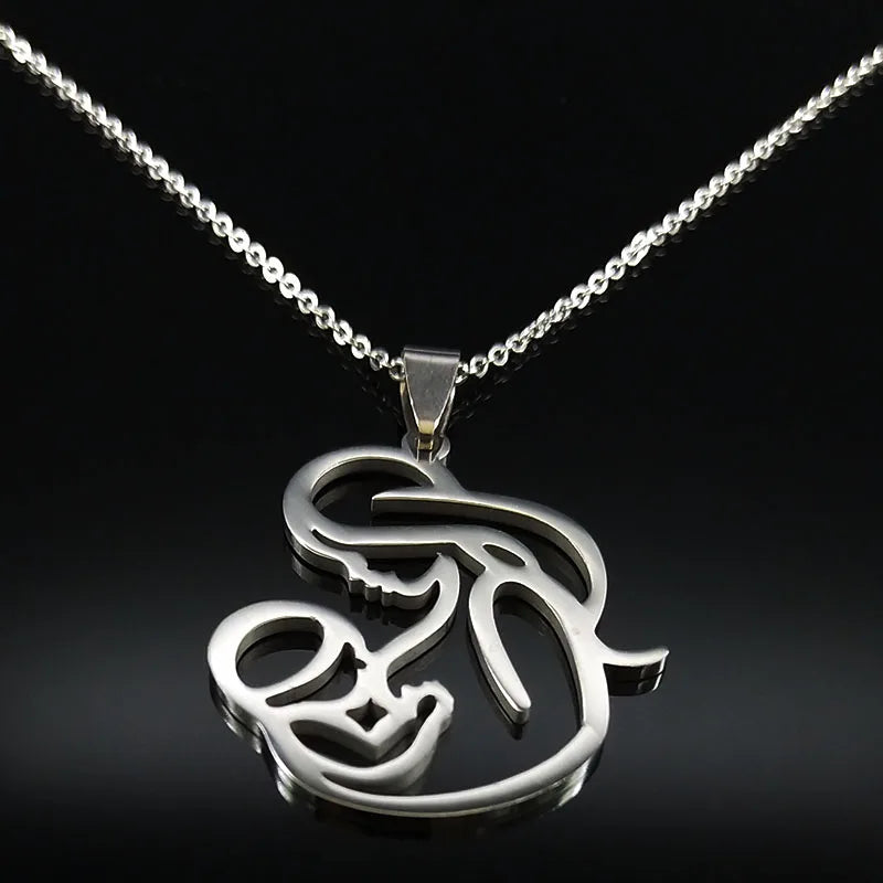 Family Love Mom BABY Breast Milk Pendant Necklace Women Stainless Steel Silver Color Chain Jewelry Mother's Day Gift N435S01