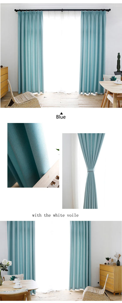YCENTRE Faux Linen 70%-85% Shading Custom Made Insulating Modern Style Solid Color Blackout Curtain For Living Room Window