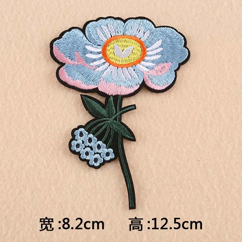 Black Flower Red Rose Embroidered Patch Iron On Patch Clothes Patch For Dress Hat Purse Clothing Woman