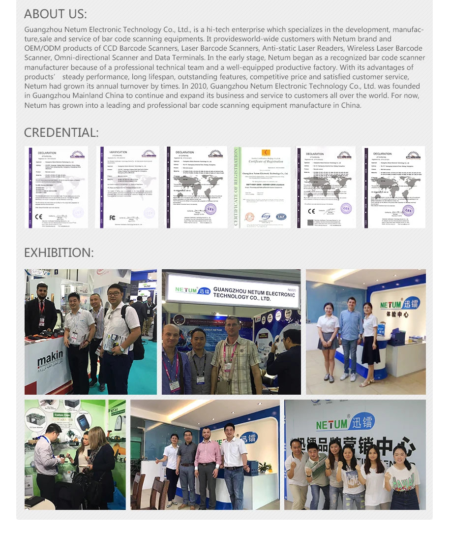 NETUM L8BL-W Wired 2D Barcode Scanner and L8BL-B Blueooth Wireless QR Barcode Reader PDF417 Automatic Sensing for Pos Scanning