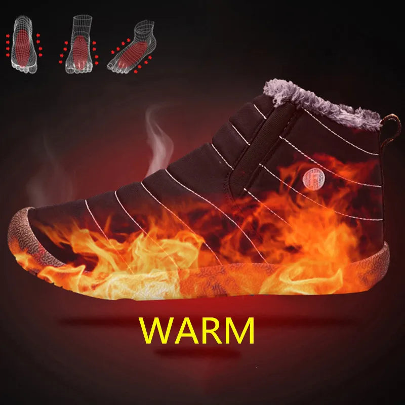 MARSON Men Winter Shoes Solid 4 Colors Men's Snow Boots Plush Inside Bottom Keep Warm Waterproof Ski Boots Plus Size 35 - 48