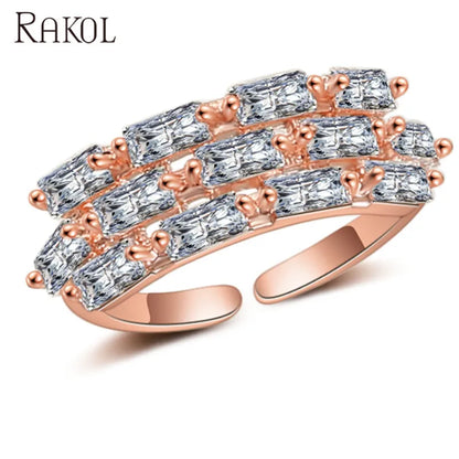 RAKOL RP250 cool style crystal cubic zirconia CZ Square wedding diamond ring for women