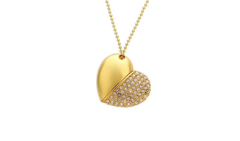 High Speed Metal Necklace USB 3.0 Flash Drive 4G 8G 16GB 32GB 64GB 128GB Heart Pen Drives Gifts  Memory Stick 100% Real Capacity
