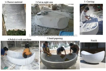 Outdoor Decoration Natural River Brown Stone Bathtub for Sale