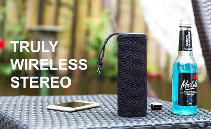 New  Premium Hight Quality Wireless Speaker Fabric Mesh  Portable Cylindrical Speaker Heavy  Deep Bass Waterproof IPX4  with MIC