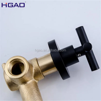 Matt Black Bathroom Vanity Faucets Mixer Sink Faucet Tap Single Wall Mounted Ceramic Factory Direct Wholesale Brass In-Wall