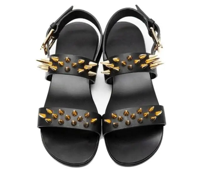 Summer Men Shoes Designer's Genuine Leather Men Sandalias Zapatos Mujer Rome Rock Fashion Mens Sandal Shoes flat men sandals