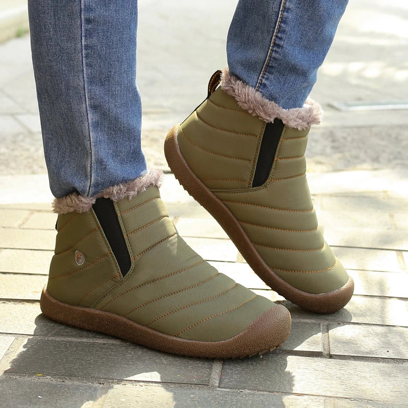 MARSON Men Winter Shoes Solid 4 Colors Men's Snow Boots Plush Inside Bottom Keep Warm Waterproof Ski Boots Plus Size 35 - 48
