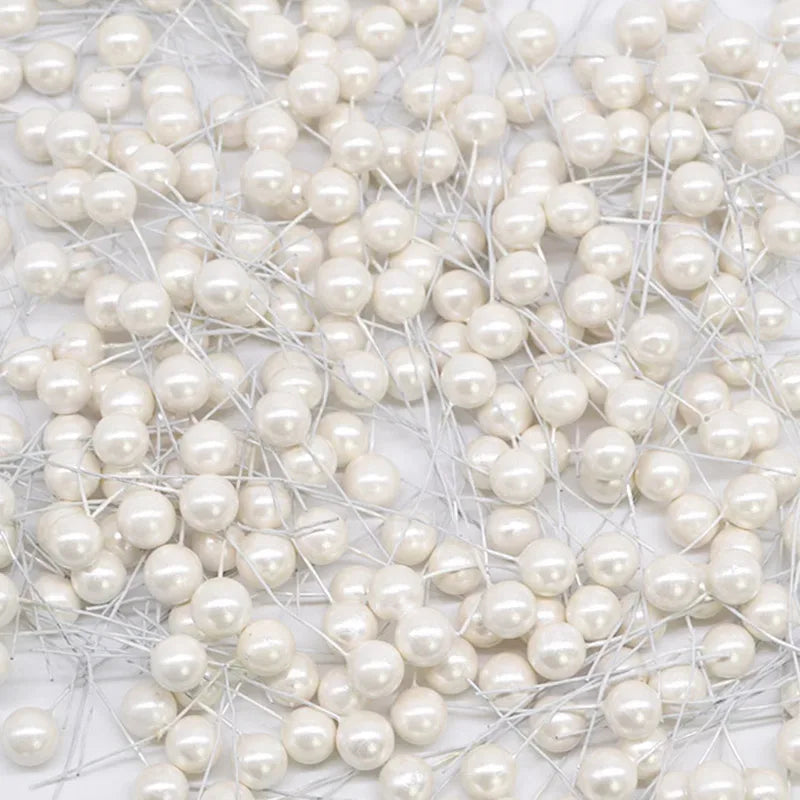 50Pcs/lot Mini Artificial Flower Fruit Stamens Cherry Christmas Plastic Pearl Berries for Wedding DIY Gift Box Decorated Wreaths