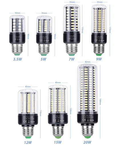 LED E27 High Lumen Candle Lamp E14 Power LED Corn Light 28 40 72 108 132 156 189leds AC 85-265V Smart IC LED Bulb Pendant Lights