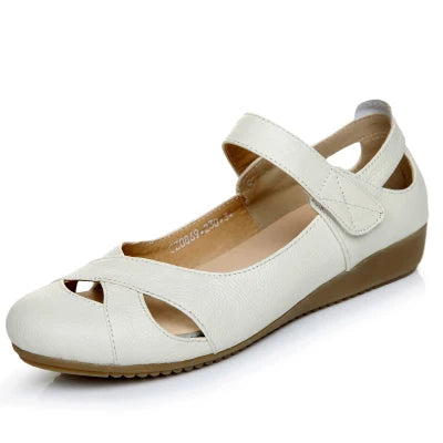 GKTINOO Spring Breathable Genuine Leather Summer Shoes Woman Flat Low Heel Shallow Soft Comfort Flats Mary Janes Women Size 43