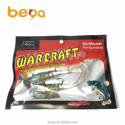 Artificial Minnow Soft Bass Lure with Big Tail Treble Tackle Hooks PVC & Rubber Hard Bait for Sinking Action River Lake Fishing