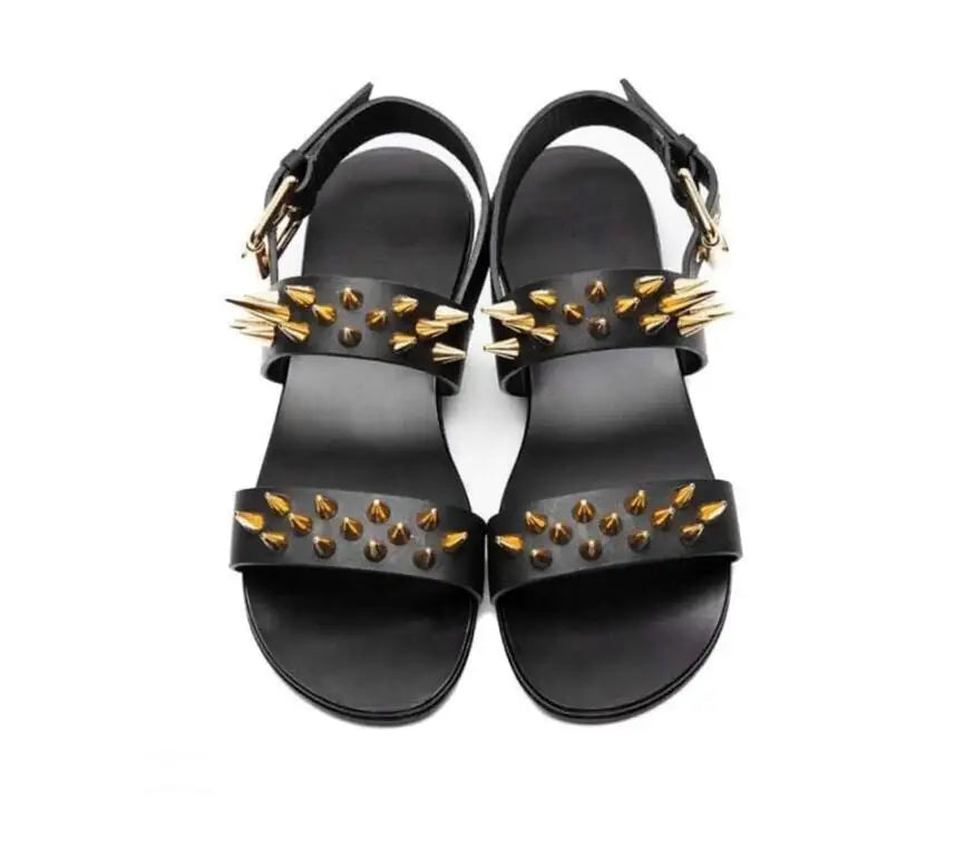 Summer Men Shoes Designer's Genuine Leather Men Sandalias Zapatos Mujer Rome Rock Fashion Mens Sandal Shoes flat men sandals