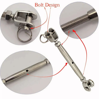 304 Stainless Steel Marine Closed Body Jaw Turnbuckle M5 M6 M8 M10 M12 M14 M16 for Rigging Screw Jaw Barrel Strainers