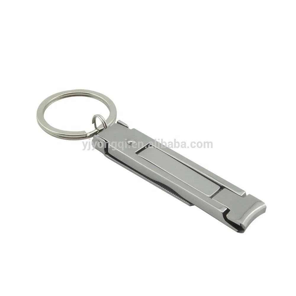Portable Keychain Nail Clippers Medical Grade Stainless Steel Foldable Nail Cutter With Leather Case Ultra Slim Travel Design