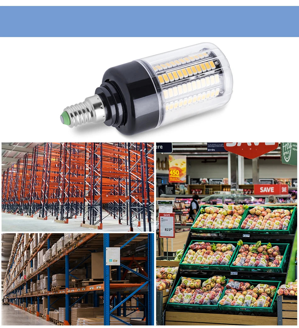LED E27 High Lumen Candle Lamp E14 Power LED Corn Light 28 40 72 108 132 156 189leds AC 85-265V Smart IC LED Bulb Pendant Lights