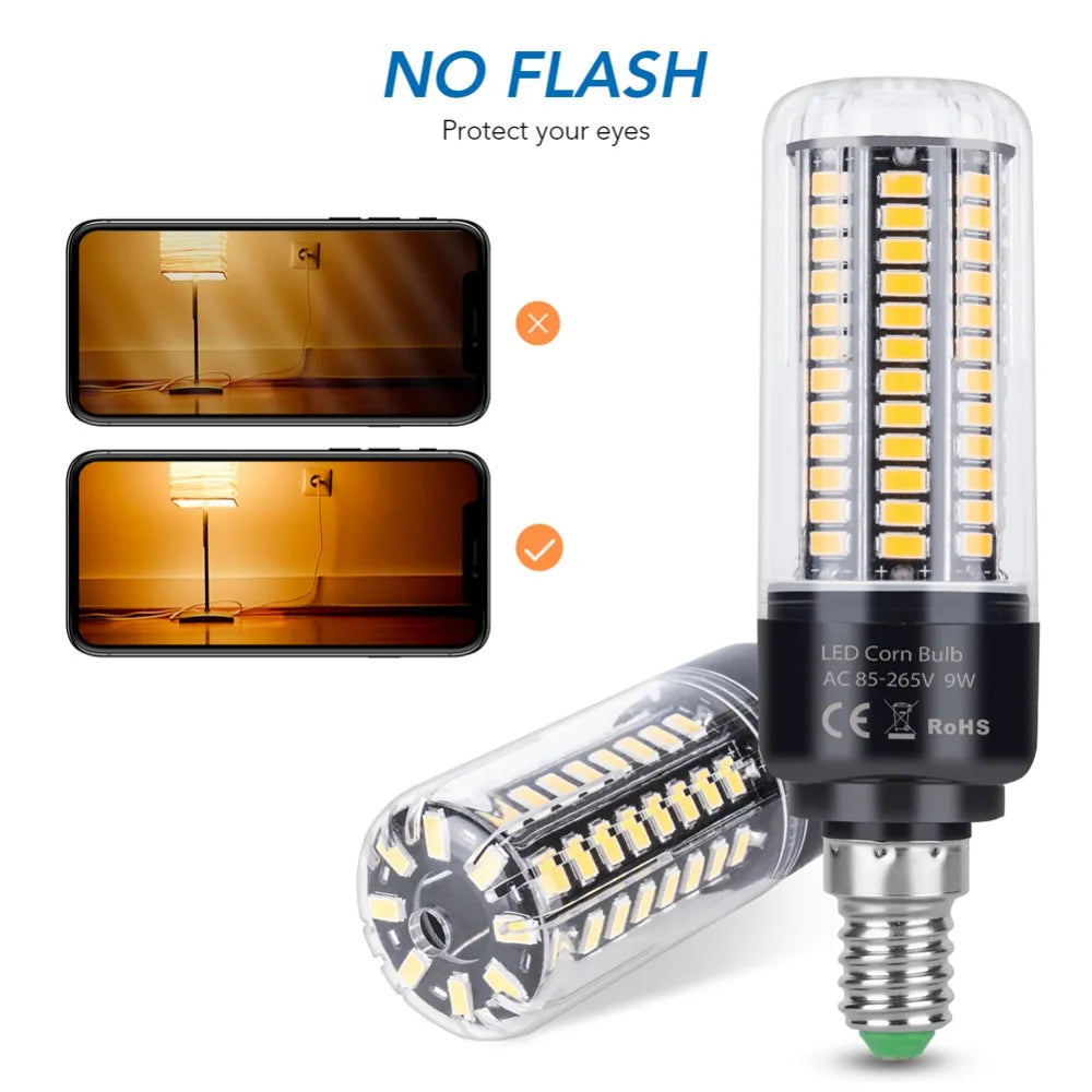 LED E27 High Lumen Candle Lamp E14 Power LED Corn Light 28 40 72 108 132 156 189leds AC 85-265V Smart IC LED Bulb Pendant Lights