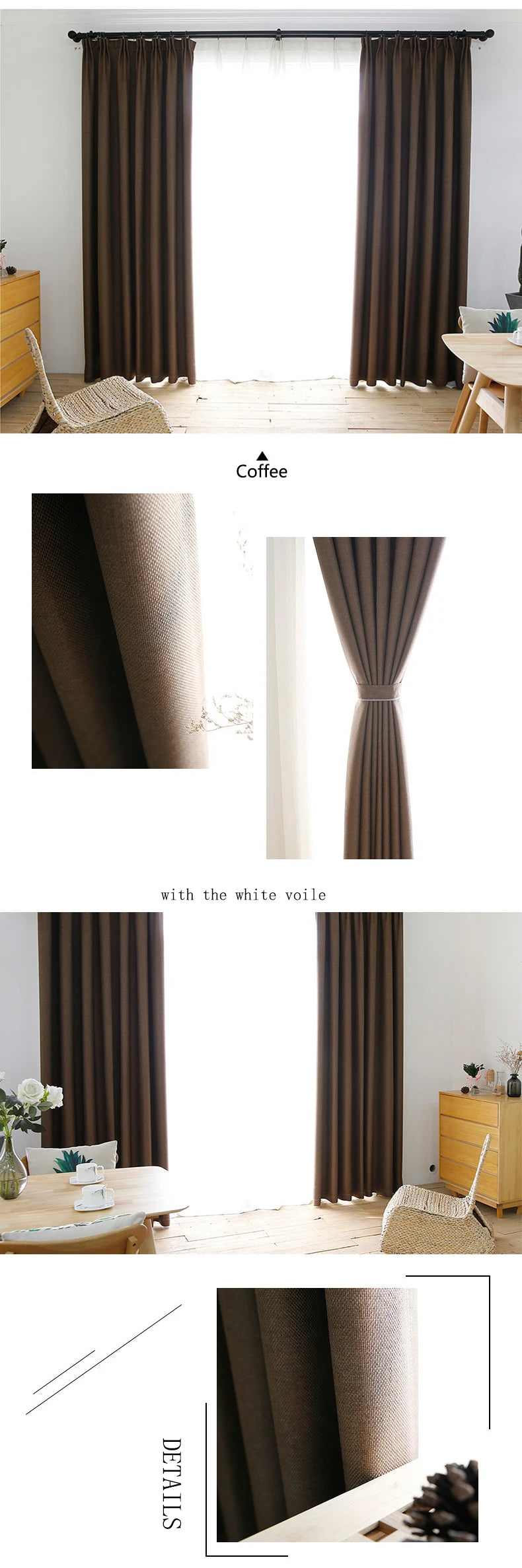 YCENTRE Faux Linen 70%-85% Shading Custom Made Insulating Modern Style Solid Color Blackout Curtain For Living Room Window