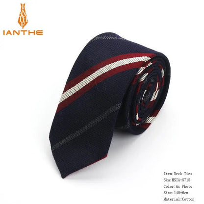 Fashion Tie Classic Men's Stripe Necktie Casual Cotton Suits Bowknots Neck Ties Male Business Skinny Slim Ties Colourful Cravat