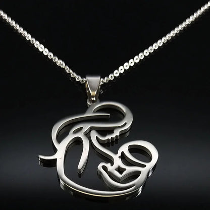 Family Love Mom BABY Breast Milk Pendant Necklace Women Stainless Steel Silver Color Chain Jewelry Mother's Day Gift N435S01