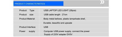 MeeToo 28LEDs reading lamp LED USB Book light Ultra Bright Flexible 4 Colors for Laptop Notebook PC Computer 1Pcs New Arrival