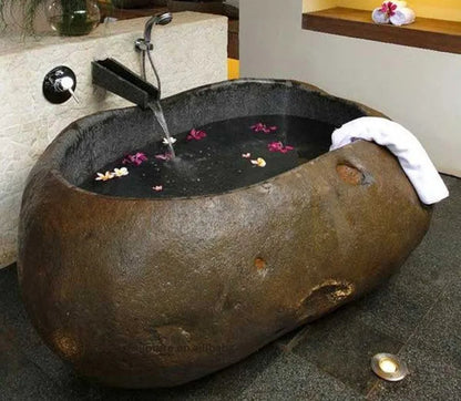 Outdoor Decoration Natural River Brown Stone Bathtub for Sale