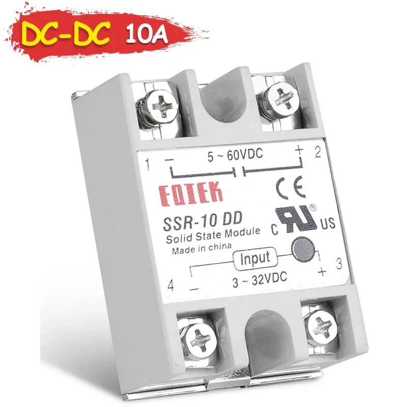 DC-DC Single Phase Solid State Relay SSR Module 10A 25A 40A 60A 80A 100A Input Voltage 3-32V 12V to 5-60V DC Output Load Relays