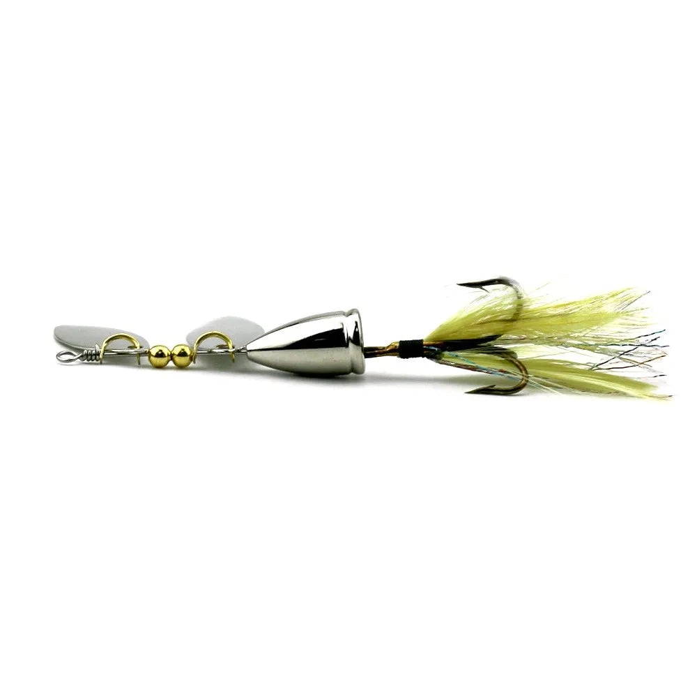 Hengjia 81mm 10.5g Double Sequin Spinner Spoon Rotating Fishing Lure for River Lake Stream