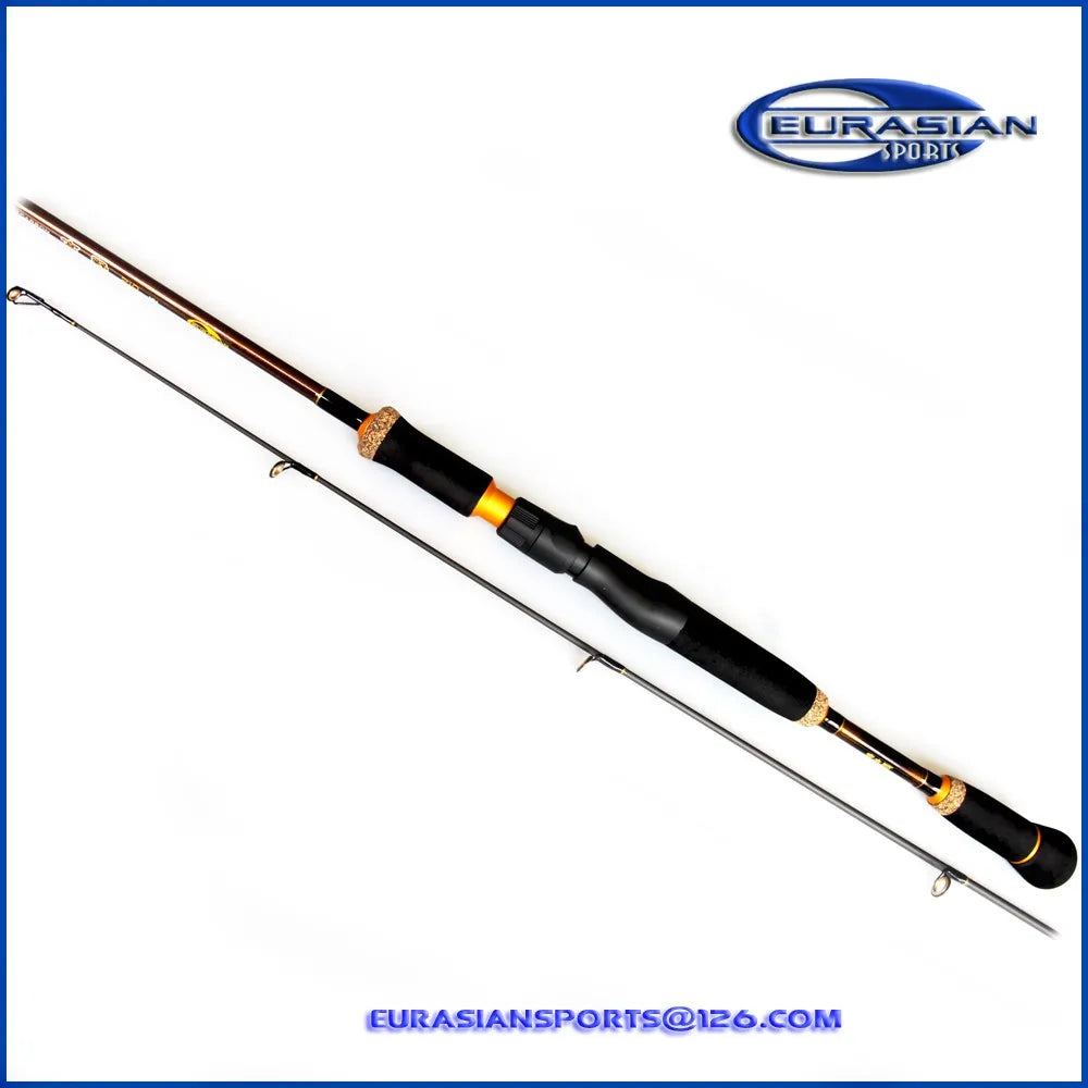 2.10m 10-30g MH Fast Action Carbon Spinning or Casting Fishing Rod Ceramics Gold Ring Guide Handle with Hard EVA+ruber Cork