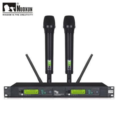 Professional Dual Channel True Diversity Handheld UHF Wireless Microphone Dynamic Metal Microphone for Performance