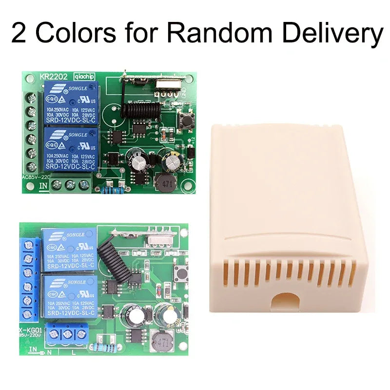 433MHz Universal Wireless Remote Control AC220V 2CH rf Relay Receiver and Transmitter for Universal Garage door and gate Control