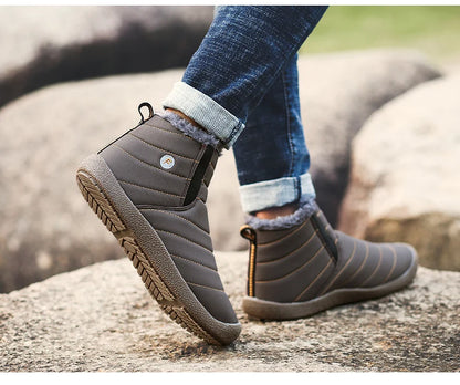 MARSON Men Winter Shoes Solid 4 Colors Men's Snow Boots Plush Inside Bottom Keep Warm Waterproof Ski Boots Plus Size 35 - 48