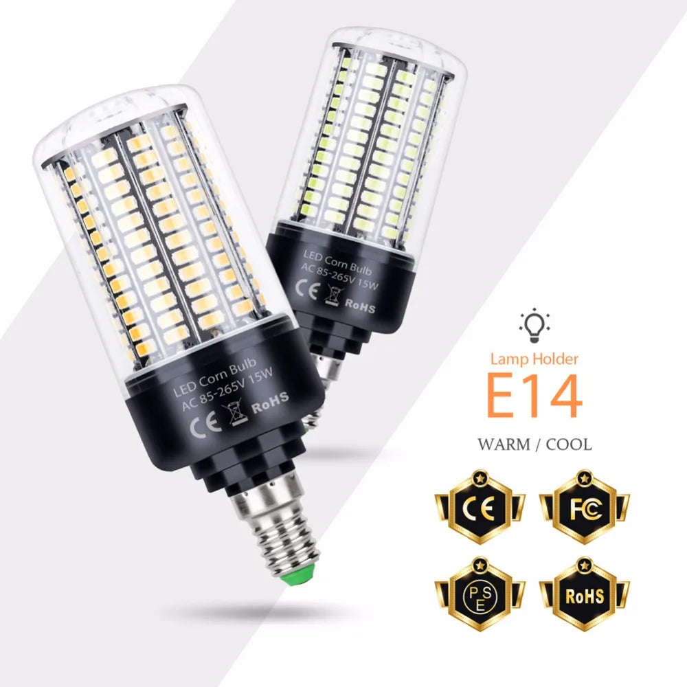 LED E27 High Lumen Candle Lamp E14 Power LED Corn Light 28 40 72 108 132 156 189leds AC 85-265V Smart IC LED Bulb Pendant Lights