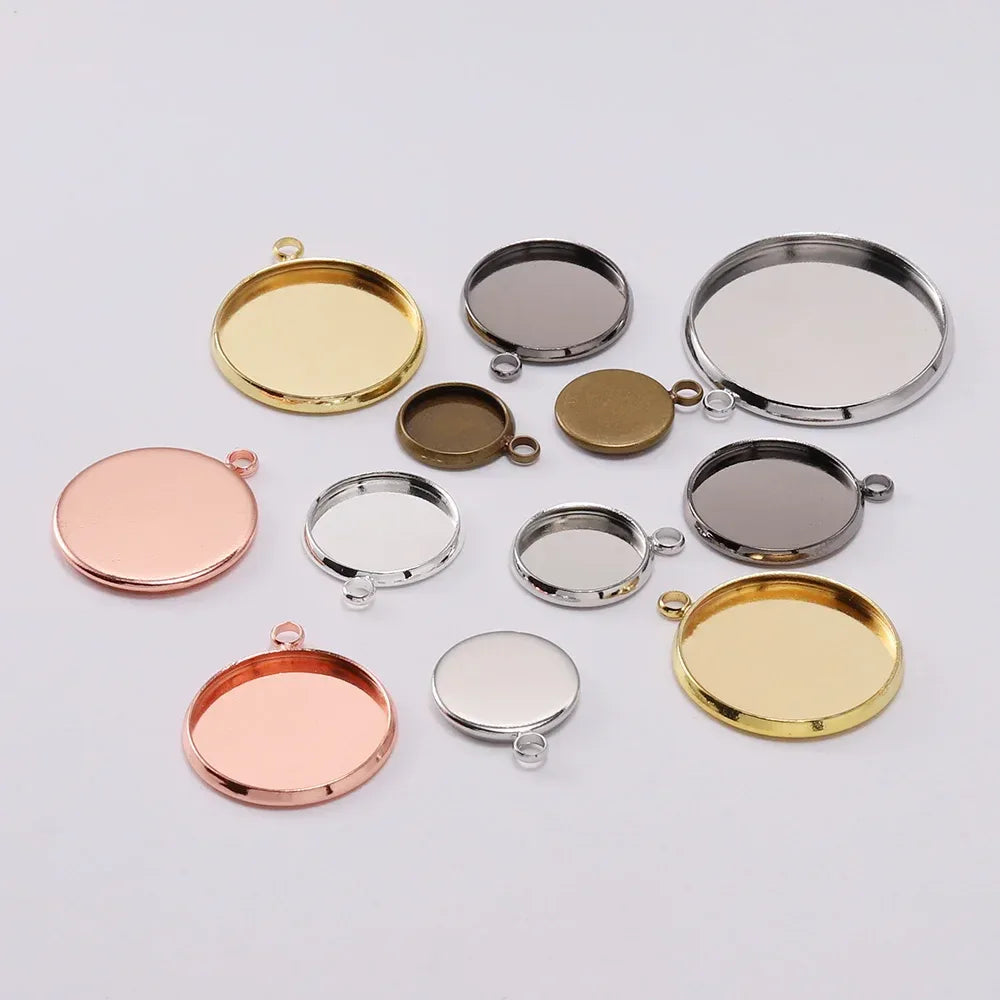 8 10 12 14 16 18 20 25mm Round Cabochon Base Tray Bezels Blank Setting Supplies For DIY Jewelry Making Findings Bracelet Pendant