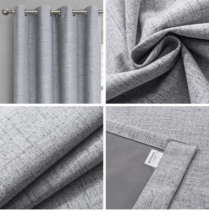 Plaid 100% Blackout Curtain For Living Room Darpe Faux Linen Curtains for Bedroom Rideaux Window Customized Cortina