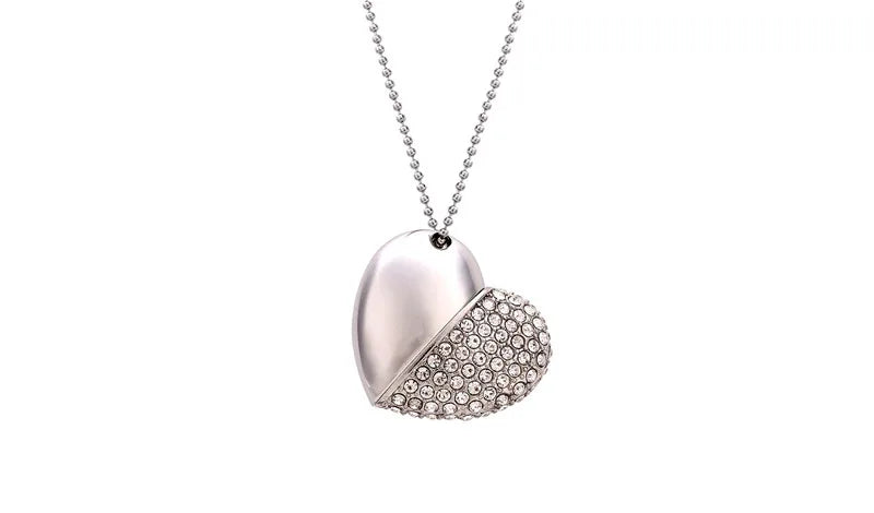 High Speed Metal Necklace USB 3.0 Flash Drive 4G 8G 16GB 32GB 64GB 128GB Heart Pen Drives Gifts  Memory Stick 100% Real Capacity