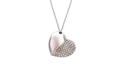 High Speed Metal Necklace USB 3.0 Flash Drive 4G 8G 16GB 32GB 64GB 128GB Heart Pen Drives Gifts  Memory Stick 100% Real Capacity