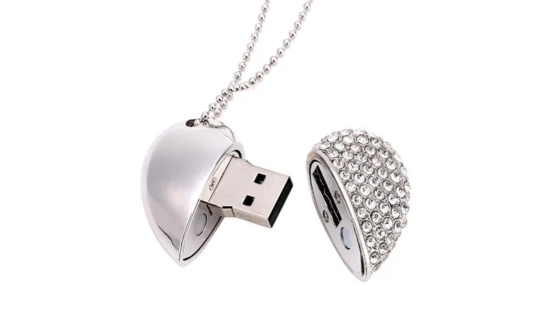 High Speed Metal Necklace USB 3.0 Flash Drive 4G 8G 16GB 32GB 64GB 128GB Heart Pen Drives Gifts  Memory Stick 100% Real Capacity