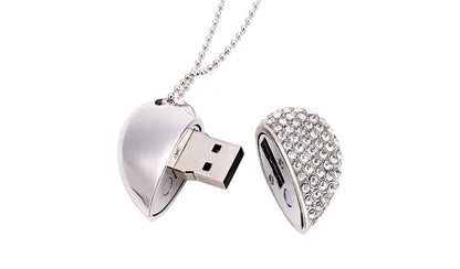 High Speed Metal Necklace USB 3.0 Flash Drive 4G 8G 16GB 32GB 64GB 128GB Heart Pen Drives Gifts  Memory Stick 100% Real Capacity