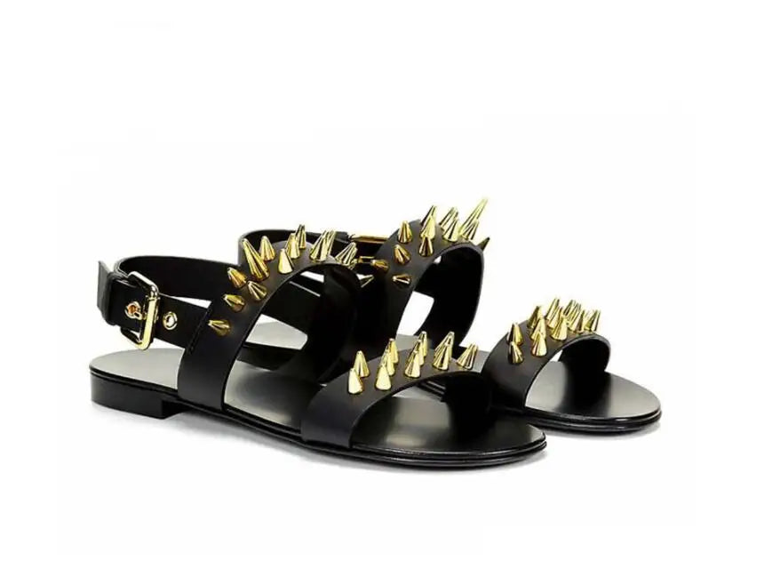 Summer Men Shoes Designer's Genuine Leather Men Sandalias Zapatos Mujer Rome Rock Fashion Mens Sandal Shoes flat men sandals