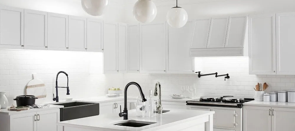 Luxury Chrome Deck Mount Kitchen Faucet - High Quality Dual Handle Pure Water Sink Tap