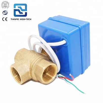 3 Way Valve CWX-20P T-type L-type Vertical Type Dn15 Dn20 Brass 3 Way Electric Actuated Ball Valve