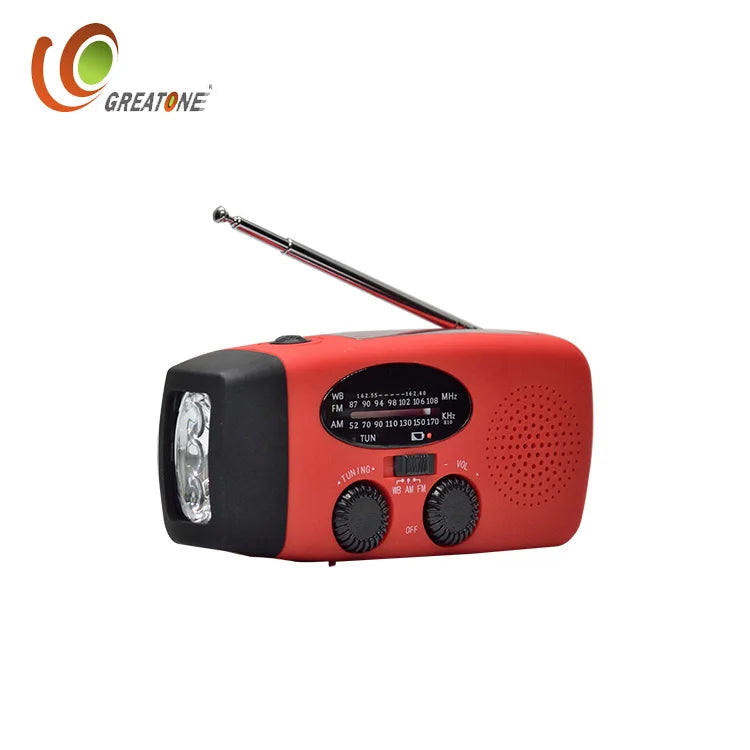 Multifunctional Waterproof Emergency Power USB Charger Solar Hand Crank Dynamo Portable AM/FM Radio Built-In Speaker Flashlight