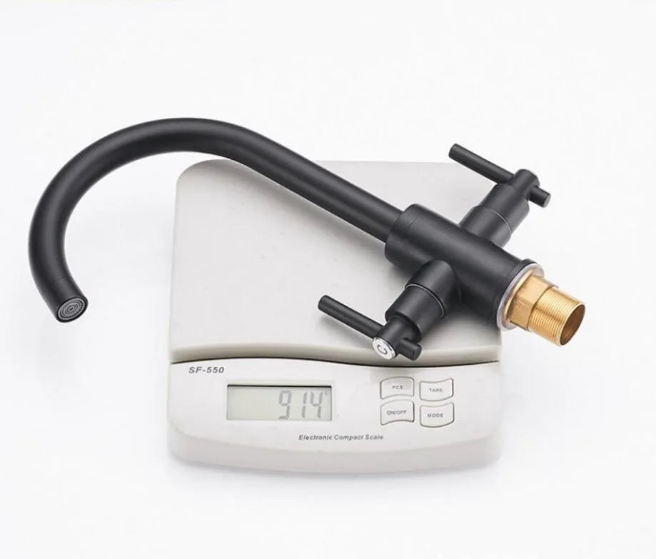 Luxury Chrome Deck Mount Kitchen Faucet - High Quality Dual Handle Pure Water Sink Tap